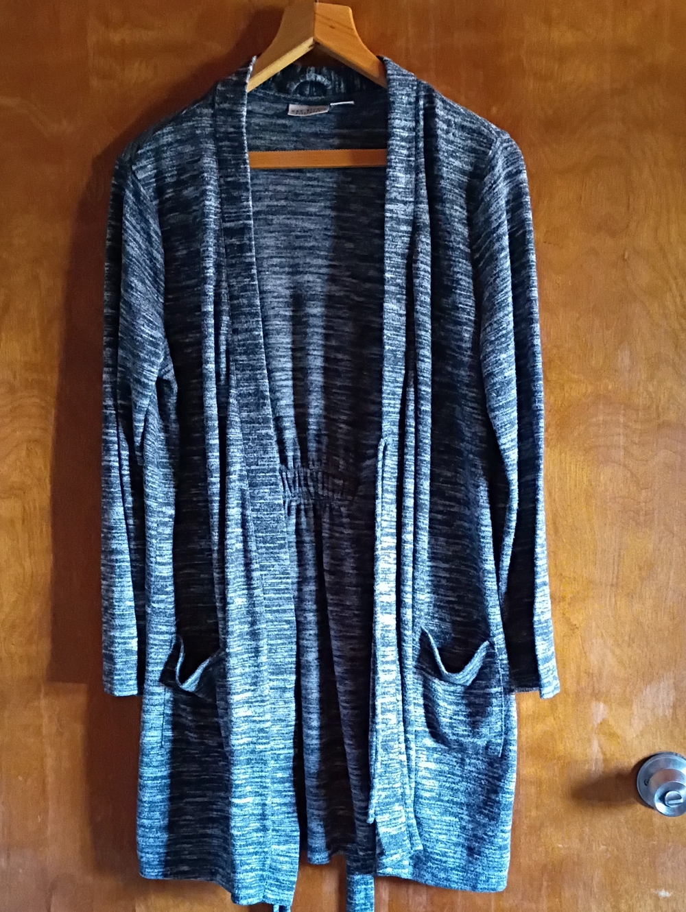 Max Studio Marled Gray Open-Front Knit Cardigan Beach Lounge Swim Travel Comfort